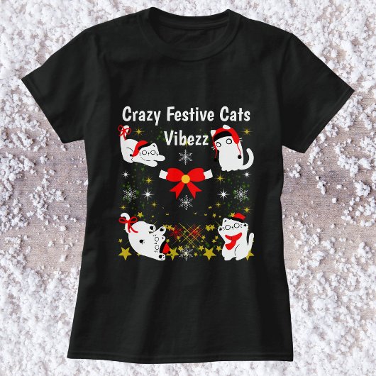 Crazy Festivals Katzen Weihnachten Personalisiert T-Shirt