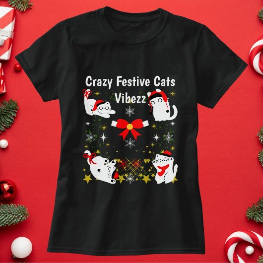 Crazy Festivals Katzen Weihnachten Personalisiert T-Shirt