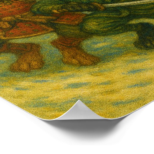 Crazy fighting ninja cats poster (Ecke)