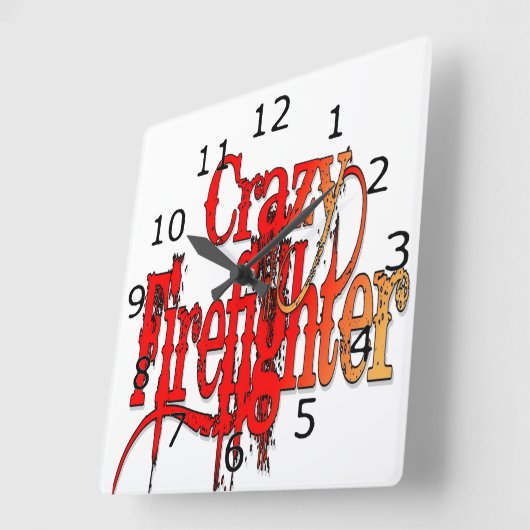 Crazy Firefighter Quadratische Wanduhr (Winkel)