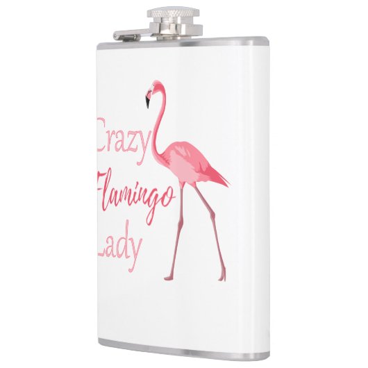 Crazy Flamingo Lady Funny Flamingo Flachmann (Links)