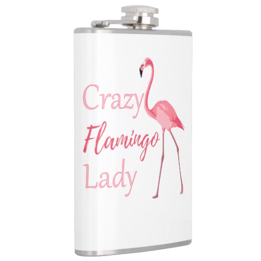 Crazy Flamingo Lady Funny Flamingo Flachmann (Rechts)