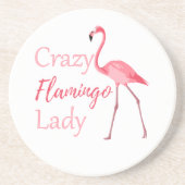 Crazy Flamingo Lady Funny Flamingo Getränkeuntersetzer (Vorne)