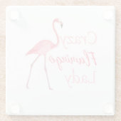 Crazy Flamingo Lady Funny Flamingo Glasuntersetzer (Rückseite)