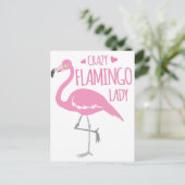 Crazy Flamingo lady Postkarte (Stehend Vorderseite)