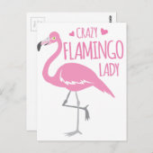 Crazy Flamingo lady Postkarte (Vorne/Hinten)
