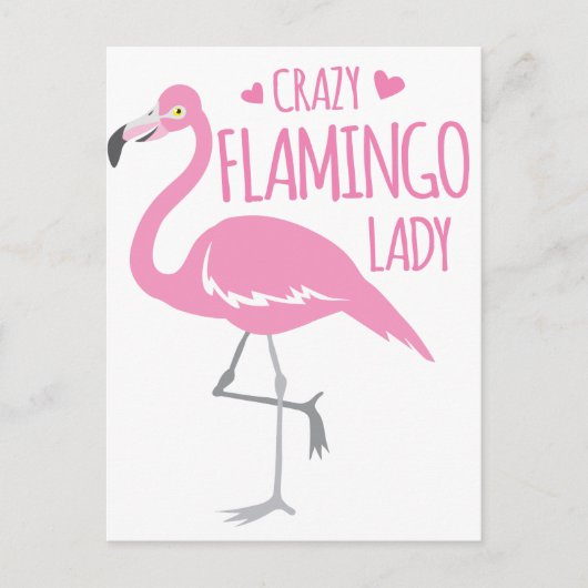 Crazy Flamingo lady Postkarte (Vorderseite)