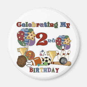 Crazy for Sports 2. Geburtstag T - Shirt und Gesch Magnet
