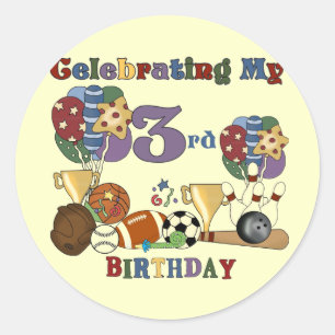 Crazy for Sports 3. Geburtstag Tshirts und Geschen Runder Aufkleber