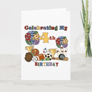 Crazy for Sports 4. Geburtstag T - Shirt und Gesch Karte