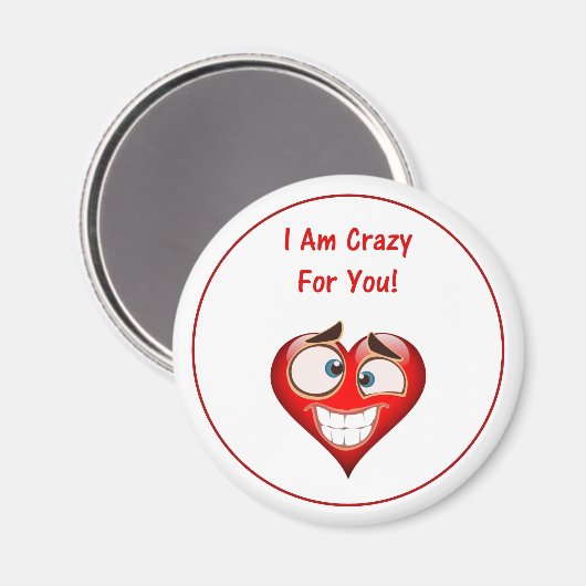 Crazy For You Heart Valentine's Day Magnet (Vorderseite/Rückseite)