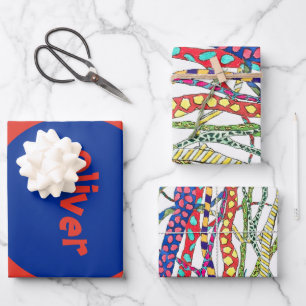 Crazy Forest bunt Spaß glücklich genannt Geschenkpapier Set