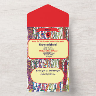 Crazy forest watercolor Geburtstag All In One Einladung