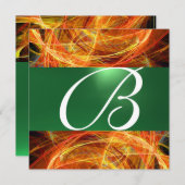 CRAZY FOTON MONOGRAM Gelb Smaragdgrün Einladung (Vorne/Hinten)