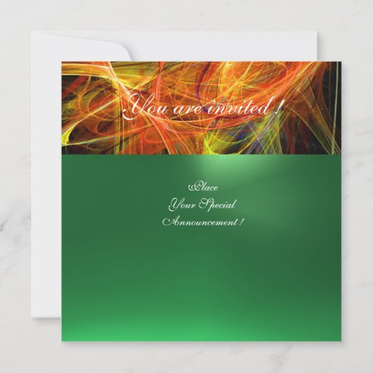 CRAZY FOTON MONOGRAM Gelb Smaragdgrün Einladung (Rückseite)