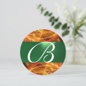 CRAZY FOTON MONOGRAM Gelb Smaragdgrün Einladung (Stehend Vorderseite)