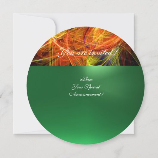 CRAZY FOTON MONOGRAM Gelb Smaragdgrün Einladung (Rückseite)