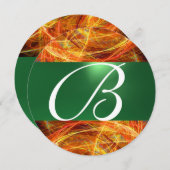 CRAZY FOTON MONOGRAM Gelb Smaragdgrün Einladung (Vorne/Hinten)