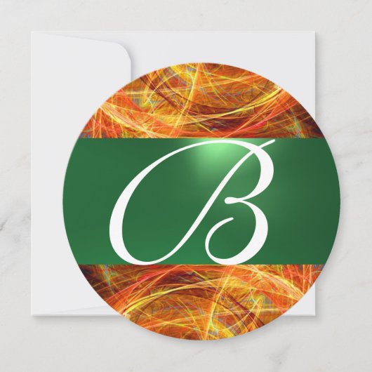 CRAZY FOTON MONOGRAM Gelb Smaragdgrün Einladung (Vorderseite)