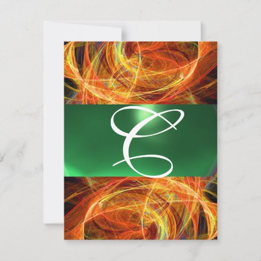 CRAZY FOTON MONOGRAM Gelb Smaragdgrün Einladung (Vorderseite)