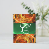 CRAZY FOTON MONOGRAM Gelb Smaragdgrün Einladung (Stehend Vorderseite)