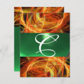 CRAZY FOTON MONOGRAM Gelb Smaragdgrün Einladung (Vorne/Hinten)