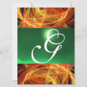 CRAZY FOTON MONOGRAM Gelb Smaragdgrün Einladung (Vorderseite)