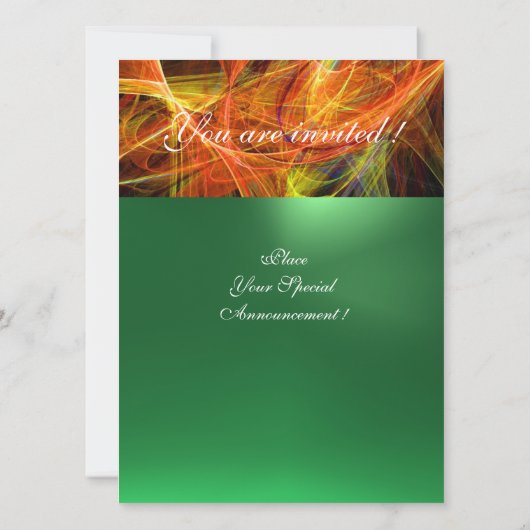 CRAZY FOTON MONOGRAM Gelb Smaragdgrün Einladung (Rückseite)