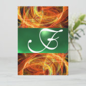 CRAZY FOTON MONOGRAM Gelb Smaragdgrün Einladung (Stehend Vorderseite)