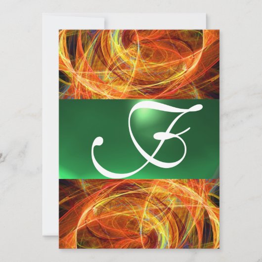 CRAZY FOTON MONOGRAM Gelb Smaragdgrün Einladung (Vorderseite)