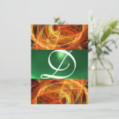 CRAZY FOTON MONOGRAM Gelb Smaragdgrün Einladung (Stehend Vorderseite)