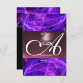 CRAZY FOTON MONOGRAM lila schwarzer uAwg Einladung (Vorne/Hinten)