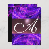 CRAZY FOTON MONOGRAMM lila Einladung (Vorne/Hinten)