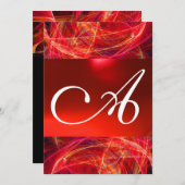 CRAZY FOTON MONOGRAMM Rot Rosa Einladung (Vorne/Hinten)