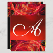 CRAZY FOTON MONOGRAMM Rot Rosa Einladung (Vorne/Hinten)