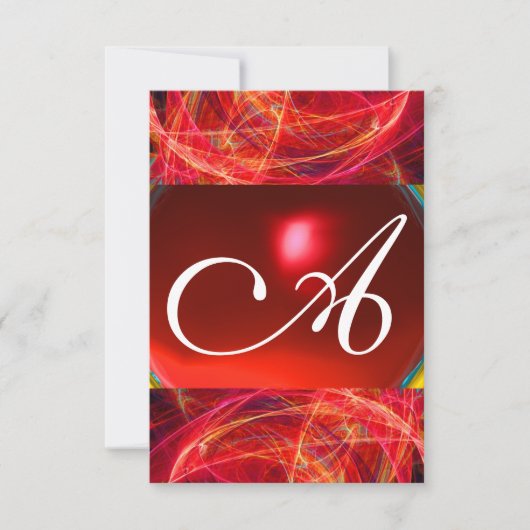CRAZY FOTON MONOGRAMM Rot Rosa uAwg Einladung (Vorderseite)