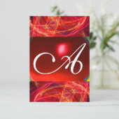 CRAZY FOTON MONOGRAMM Rot Rosa uAwg Einladung (Stehend Vorderseite)