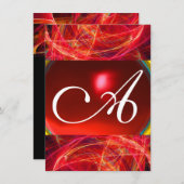 CRAZY FOTON MONOGRAMM Rot Rosa uAwg Einladung (Vorne/Hinten)