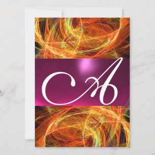 CRAZY FOTON MONOGRAMM schwarz rosa Einladung