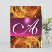 CRAZY FOTON MONOGRAMM schwarz rosa Einladung (Stehend Vorderseite)