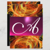 CRAZY FOTON MONOGRAMM schwarz rosa Einladung (Vorne/Hinten)