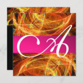 CRAZY FOTON MONOGRAMM schwarz rosa Einladung (Vorne/Hinten)