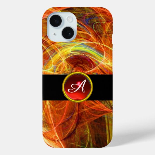 CRAZY FOTON RED GEMSTONE MONOGRAMM Abstrakt Gelb Case-Mate iPhone Hülle (Rückseite)