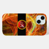 CRAZY FOTON RED GEMSTONE MONOGRAMM Abstrakt Gelb Case-Mate iPhone Hülle (Rückseite (Horizontal))