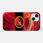 CRAZY FOTON RED RUBY GEM STONE MONOGRAM iPhone 15 HÜLLE (Rückseite (Horizontal))