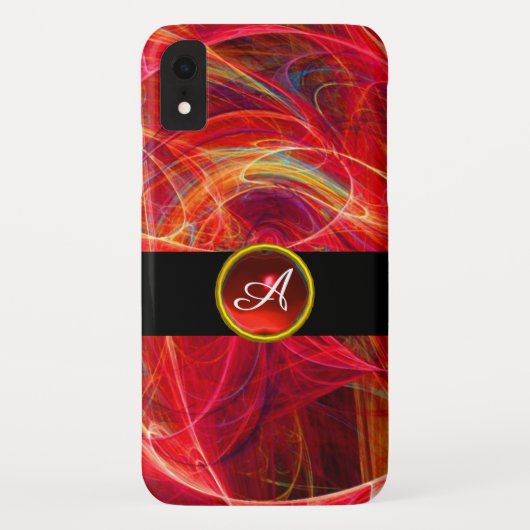 CRAZY FOTON YELLOW RED RUBY GEM MONOGRAM Abstrakt Case-Mate iPhone Hülle (Rückseite)