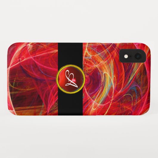 CRAZY FOTON YELLOW RED RUBY GEM MONOGRAM Abstrakt Case-Mate iPhone Hülle (Rückseite (Horizontal))