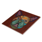 Crazy French Bulldog hässlich Gesicht Keramik Tile Fliese (Seite)
