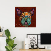 Crazy French Bulldog ist handbemalt Poster (Heimbüro)
