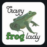 Crazy Frog Lady Frog lover gifts Quadratischer Aufkleber<br><div class="desc">Crazy Frog Lady Frog lover gifts- This design is perfect for every frog lover!</div>